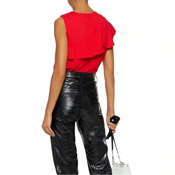 Maje Ruffled Front Lorena  Red Top  Size 3 - Picture 3 of 6